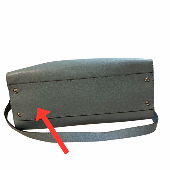 Michael Kors Leather Satchel Crossbody Blue Silver Tone Chain Strap - Picture 5 of 16